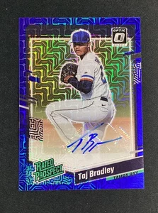 2023 Donruss Optic Rated Prospects Taj Bradley Rookie RC Auto Blue Mojo /15 - Picture 1 of 4