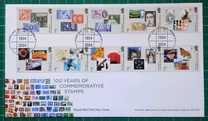 2024 100 Years of Commemorative Stamps set of 10 on FDC Wembley PL FDI Pmk - Picture 1 of 2