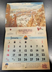 Briar Creek Mills Mehl Futter Getreide Salz Vintage 1955 blaue Kohle alter PA-Kalender - Bild 1 von 6