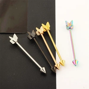 New Industrial Casted Arrow Bar Piercing Jewelry Cartilage Earring Scaffold Ear - Picture 1 of 16