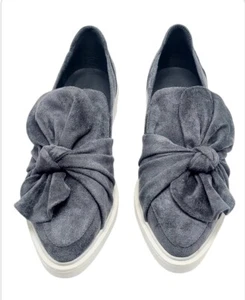 Silent D Synthetic Leather & Suede Gray Kbot Bow Shoes Size 38 7.5 - Picture 1 of 11