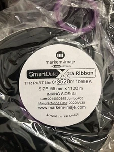 CARTON DE 10 Rubans Markem-Imaje Smartdate Xtra 55 mm x 1100 m 813520011055BK - Foto 1 di 7