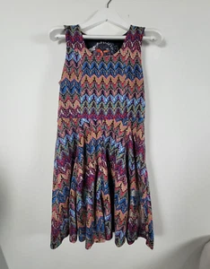 Desigual Dress Women Large Atypical Chula Life Sleeveless Lined Chevron Colorful - Picture 1 of 12