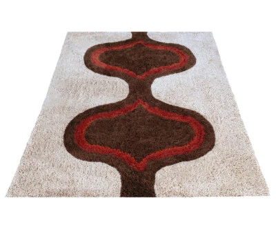 5 X 7 Mid Century Danish Modern Rya Style Shag Rug or Carpet Spage Age Op Art - Image 1 of 4