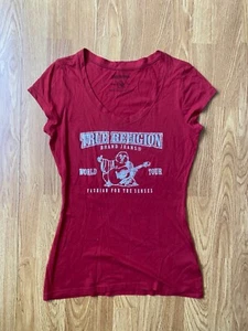 True Religion Women’s Short Sleeve Traditional V-Neck Tee Shirt M Crystal Logo - Picture 1 of 12