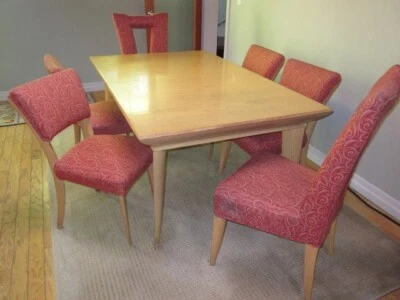 Juego de comedor moderno de mediados de siglo marrón Saltman de Paul Laszlo mesa/6 sillas/2 ext. Foto 1 de 4