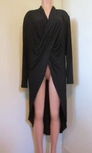 PATRIZIA LUCA MILANO RAYON BLACK CRISSCROSS WRAP NECK LONG SLEEVE HI-LOW TOP, M - Picture 1 of 10