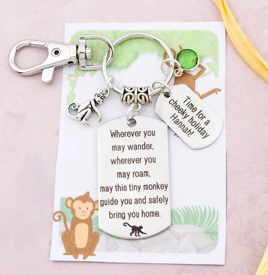 Personalised Monkey Keyring, Travel Gift, Animal Keychain, Asia, South America - Image 1 of 4