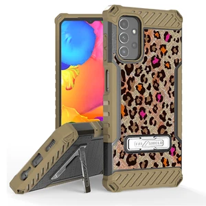 BROWN Black Impact Dual Layer Silver Stand Cover Case FOR Samsung Galaxy Series - Picture 1 of 2