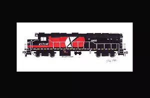 Riel CT GP40-2H #6695 11""x17"" estampado enmarañado firmado por Andy Fletcher - Imagen 1 de 1