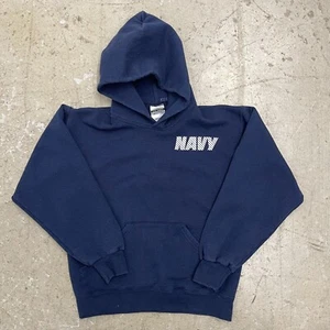 Vintage US Navy Hoodie Mens Small USA Blue Reflective Center Logo Soffe Pullover - Picture 1 of 11
