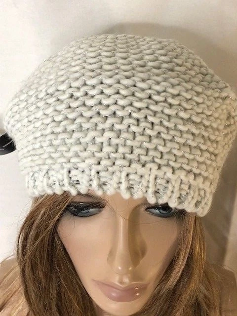 Inc International Concepts Shine Stitch Beret Ivory One Size