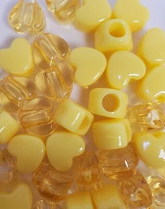 50 pcs yellow heart plastic dreadlock kid braid Ponytail bracelet hair beads - Picture 1 of 6