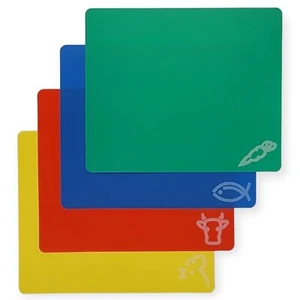 4pc Flexible Cutting Mat Set - Veggie Fish Beef Poultry Cutting Mat 11.75 x 9.75 - Picture 1 of 8
