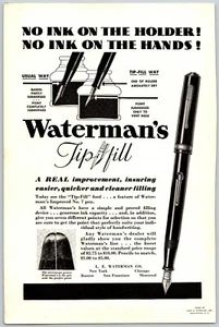 PRINT AD 1939 Waterman's Tip Fill No. 7 Fountain Pen 6.5 x 10 Vintage - Picture 1 of 1
