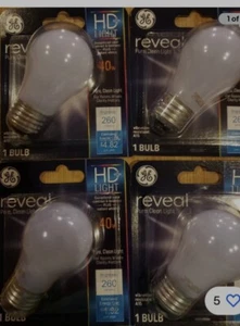 ***Lot of 4*** GE Reveal Bulb 40W HD + Light A15 Bulb 2650K 260Lumens Soft Light - Picture 1 of 1