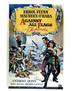 Errol Flynn and Maureen OHara in movie art for the film Against Al- Old Photo - Picture 1 of 1