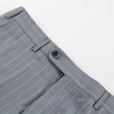 Belvest NWOT Flat Front Dress Pants Size 44 28/30 US Gray Blue Striped 100% Wool - Image 1 of 4