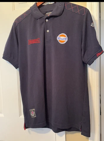 Grand Prix Originals Gulf M. Delaney Polo Shirt Short Sleeve navy blue Sz XL Cover