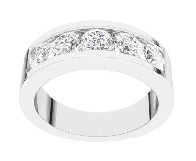 SI1 G 1.25 Carat Natural Diamond Men's Anniversary Wedding Ring 14K White Gold - Image 1 of 4