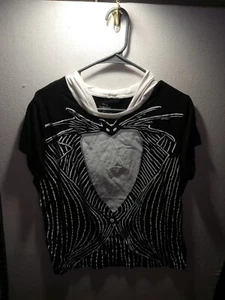 Nightmare Before Christmas Disney Tim Burtons Short Sleeve Tee With Hood... - Picture 1 of 7