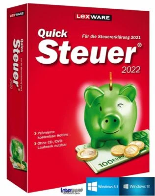 Lexware QuickSteuer 2022 Vollversion (Steuerjahr 2021) + Handbuch Download NEU - Bild 1 von 4