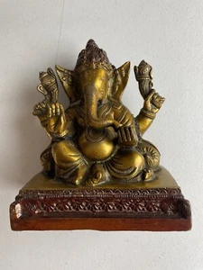 Brass Lord Ganesh Ganesha Statue Idol God Figurine Home Decor Heavy - Picture 1 of 9