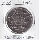 2005  AUSTRALIAN  50  CENT  SECONDARY STUDENT DESIGN UNC COIN..