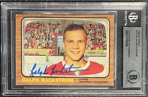RALPH BACKSTROM SIGNED 1966 TOPPS #75 MONTREAL CANADIENS CARD BECKETT AUTO 704 - Picture 1 of 2