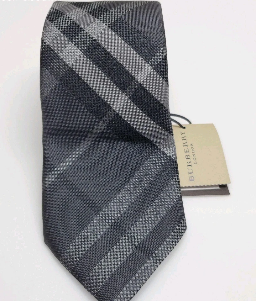 Corbata para hombre Burberry London teniente azul/gris a cuadros Nova 100 % seda usada una vez ¡BONITA! Foto 1 de 3