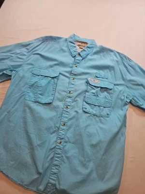Hook & Tackle Men's Fishing Shirt Short Sleeve Blue Vented Size XL - Image 1 of 4