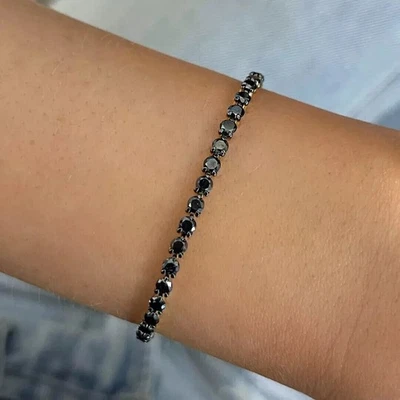 Женский теннисный браслет 14K белое золото покрытием 6,0 карат круглый Lab созданный бриллиант - Изображение 1 из 3