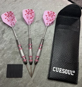 Damen 24g Darts Darts mit Stahlspitze Pink Flower Flight Silber mit Kofferschaft - Bild 1 von 3