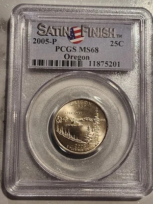 2005-P, Oregon State Quarter, PCGS MS68, Satin Finish, SP68, FREE SHIPPING  - Image 1 of 2