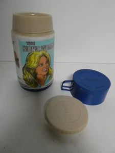 BIONIC WOMAN ALADDIN RETRO VINTAGE VACUUM FLASK THERMOS TRAVEL PICNIC - Picture 1 of 5