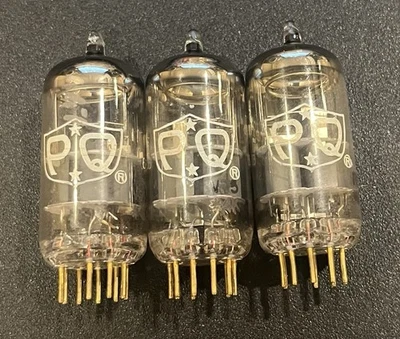 Par de tubos de códigos coincidentes Amperex PQ 7308 Gold Pin 6DJ8 6922 pruebas como nuevos Foto 1 de 4