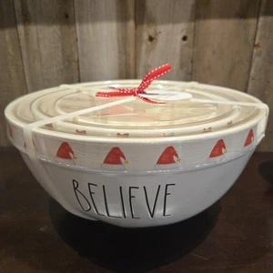 Rae Dunn Magenta Nesting Mixing Bowl Set 3 Christmas Believe, Wish, Joy NEW 10" - Picture 1 of 6