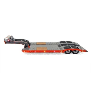 10.6Inches Width Metal 2-Axle Gooseneck Low Flatbed Trailer for 1:14 RC Tractor - Picture 1 of 2