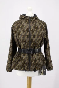 FENDI KIDS GIRLS REVERSIBLE JACKET BELTED AGE 12 YRS BROWN BLACK RRP £710 AD - Picture 1 of 12