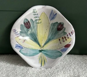 Arabia Made In Finland Hand Painted Floral Square Bowl Small Dish Art Piece EUC - Picture 1 of 6
