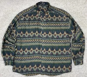 Structure Shirt Men’s XL Button Up 100% Silk Geometric Western All Over Print LS - Picture 1 of 11