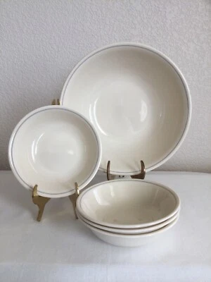 (5) Beige Background Gray Band Corelle Serving Bowl 8.5" Fruit Berry Bowl 5 3/8" - Image 1 of 4