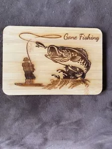 Gone fishing bamboo cutting board - Picture 1 of 2