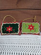 Set Of 2 Vintage Pillow Christmas Ornaments