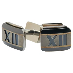 Tiffany & Co Atlas Titanium Cufflinks Cuff Links Silver 925 Auth w/Box #4874 - Picture 1 of 5