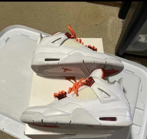 Nike Air Jordan 4 Orange Metallic Size 7.5 CT8527–118 OG IV White Orange - Picture 1 of 8