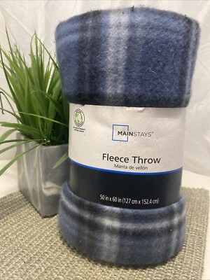 Manta a cuadros azul de felpa Mainstays, 50"x 60", cálida súper suave Foto 1 de 4