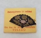 Damasquinado de Toledo Oro Fino Spain Damascene 24k Fine Gold Fan Brooch Pin 