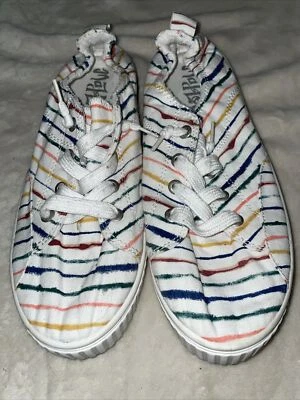 Mad Love Womens Size  9  Lace Up  Multi Colored Striped Canvas Sneakers A-27 - Image 1 of 4