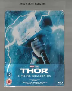 THOR TRILOGY - UK 3 MOVIE COLLECTION BLU RAY STEELBOOK - NEW & SEALED - Picture 1 of 6